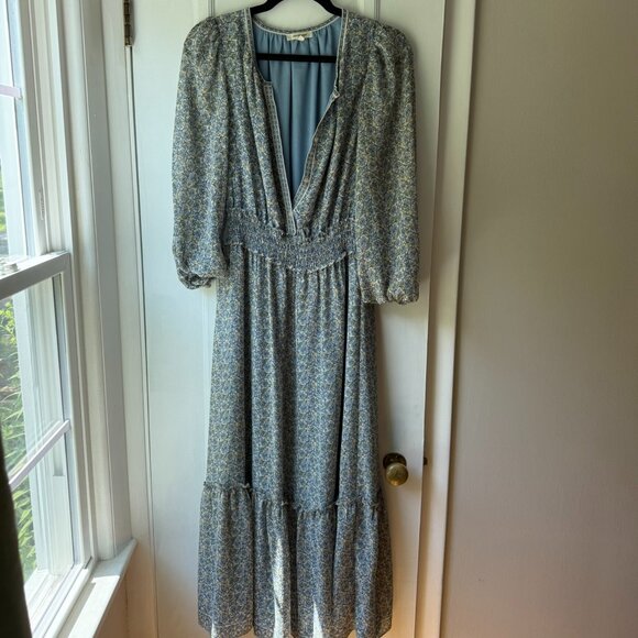 Max Studio Women's Long Sleeve Smocked Waist Button Top Maxi Dress - Picture 4 of 8